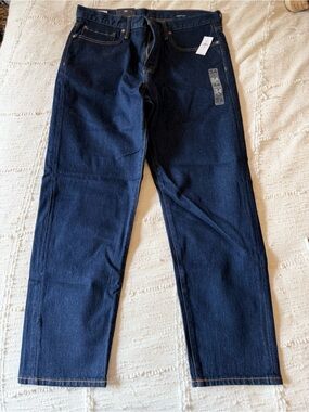 Gap Men's Dark Blue Jeans relaxed tapered  - 34 x 30 in Rinse
